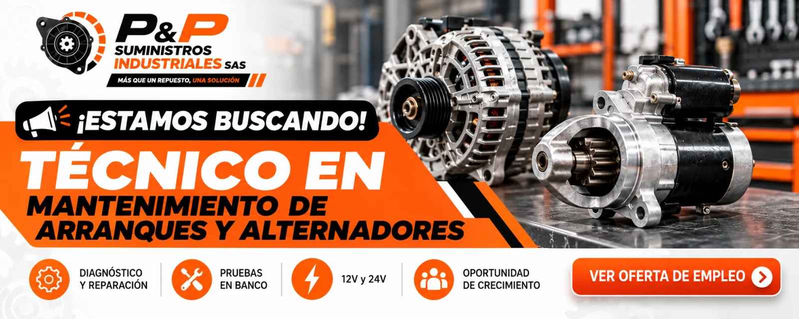 Oferta de empleo en Bogotá: Técnico en mantenimiento de arranques y alternadores